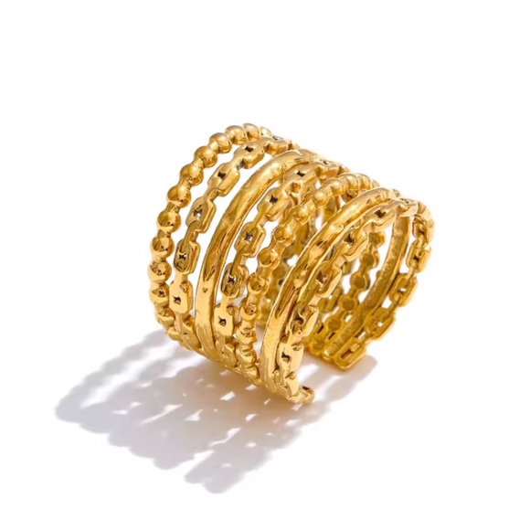 Sprial ring
Adjustable ring
Gold Plated Stainless Steel Ring - Picture 7 of 14